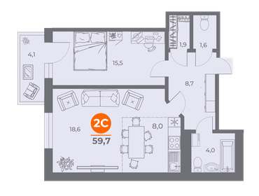 68,5 м², 2-комнатная квартира 8 200 000 ₽ - изображение 29