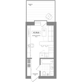 Квартира 25 м², 1-комнатная - изображение 1