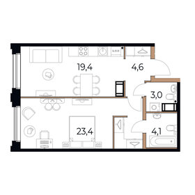 54,5 м², 1-комнатная квартира 8 420 250 ₽ - изображение 69