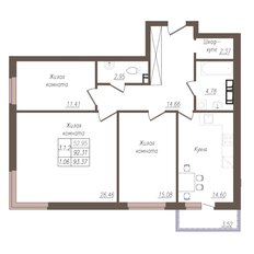 Квартира 93,4 м², 3-комнатная - изображение 2