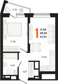 41,9 м², 1-комнатная квартира 5 790 552 ₽ - изображение 29