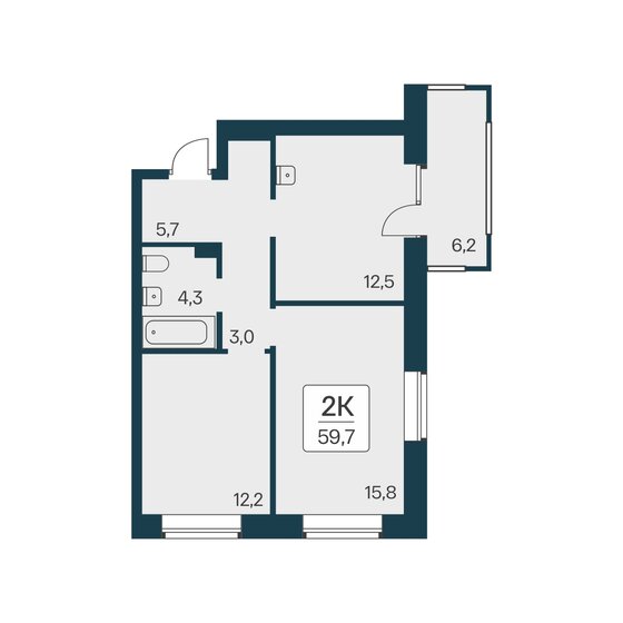59,7 м², 2-комнатная квартира 11 900 000 ₽ - изображение 1