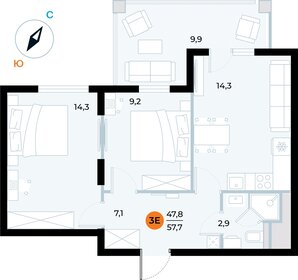 57,7 м², 2-комнатные апартаменты 16 743 635 ₽ - изображение 22