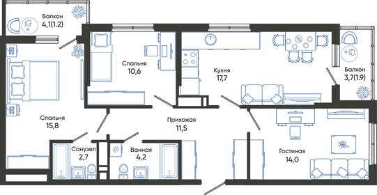 86,4 м², 3-комнатная квартира 30 888 000 ₽ - изображение 59