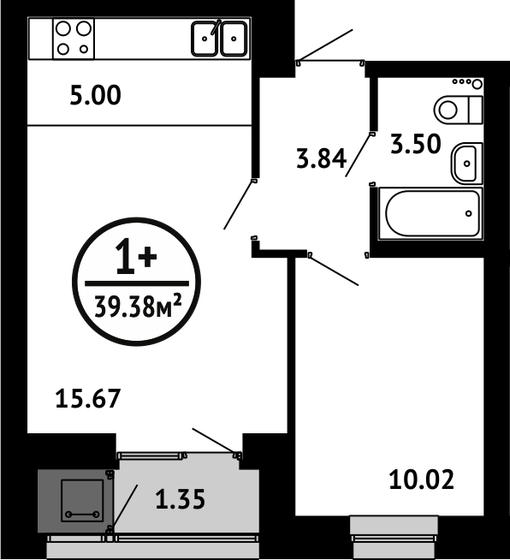 39,4 м², 1-комнатная квартира 5 670 720 ₽ - изображение 10