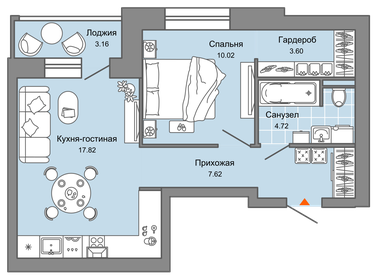 40 м², 2-комнатная квартира 5 792 028 ₽ - изображение 26