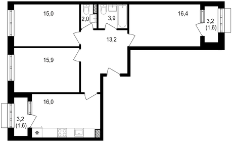 Квартира 85,6 м², 3-комнатная - изображение 1