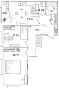 Квартира 61 м², 2-комнатная - изображение 1