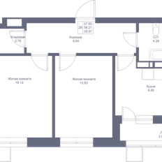 Квартира 57,7 м², 2-комнатная - изображение 3