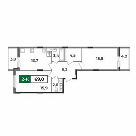 Квартира 69 м², 2-комнатная - изображение 1