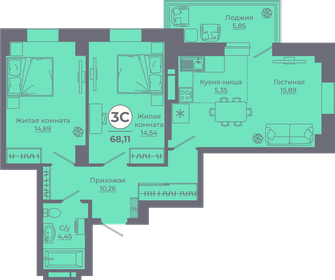 69,5 м², 3-комнатная квартира 8 723 842 ₽ - изображение 57