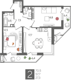 87,9 м², 2-комнатная квартира 21 104 790 ₽ - изображение 25