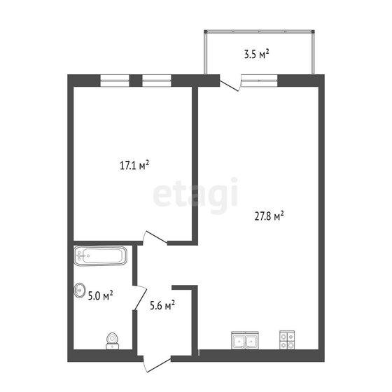 59 м², 1-комнатная квартира 8 550 000 ₽ - изображение 1