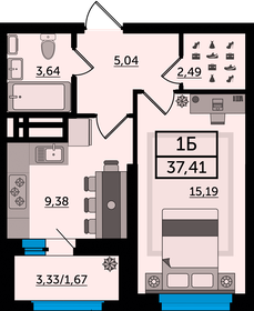 Квартира 37,4 м², 1-комнатная - изображение 1