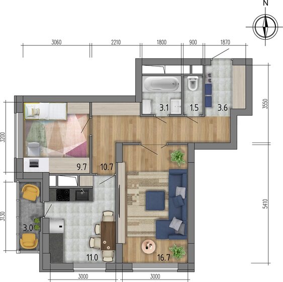 41,7 м², 2-комнатная квартира 3 527 820 ₽ - изображение 1