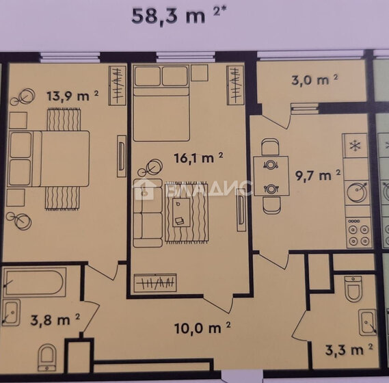 60 м², 2-комнатная квартира 13 990 000 ₽ - изображение 37