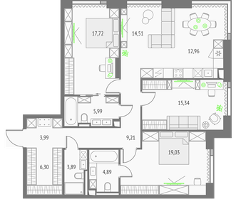 109,8 м², 3-комнатная квартира 41 946 184 ₽ - изображение 9