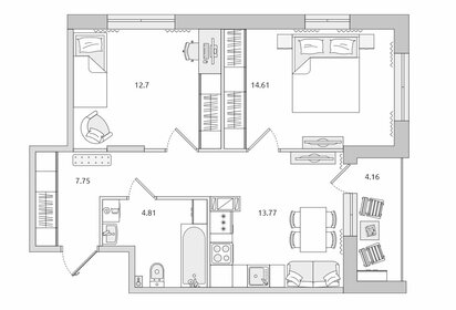 Квартира 57,8 м², 2-комнатная - изображение 1