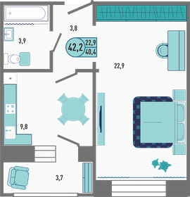 54 м², 3-комнатная квартира 4 230 000 ₽ - изображение 104