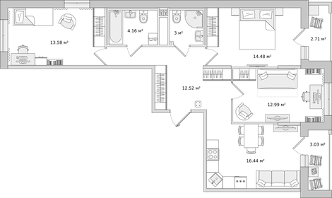 82,9 м², 3-комнатная квартира 11 545 211 ₽ - изображение 20