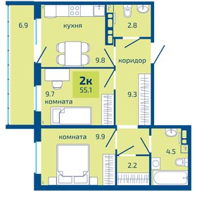 Квартира 55,1 м², 2-комнатная - изображение 1