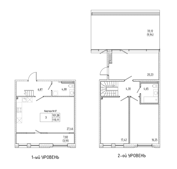 115,1 м², 3-комнатная квартира 44 115 600 ₽ - изображение 1