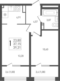 39,3 м², 1-комнатная квартира 5 385 470 ₽ - изображение 25