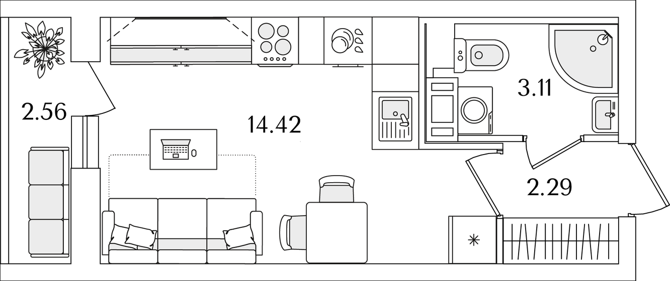 21,1 м², квартира-студия 5 807 322 ₽ - изображение 1