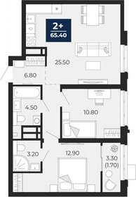 Квартира 65,4 м², 2-комнатная - изображение 1