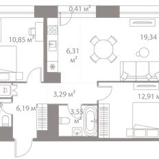 Квартира 66,6 м², 2-комнатная - изображение 2