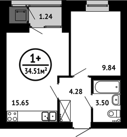 34,2 м², 1-комнатная квартира 5 136 000 ₽ - изображение 32