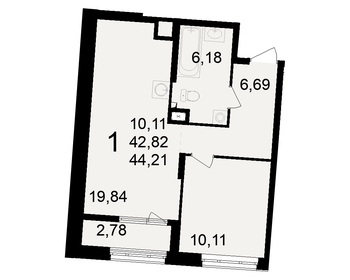 Квартира 44,2 м², 1-комнатная - изображение 1