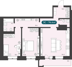 58,4 м², 3-комнатная квартира 8 050 000 ₽ - изображение 66