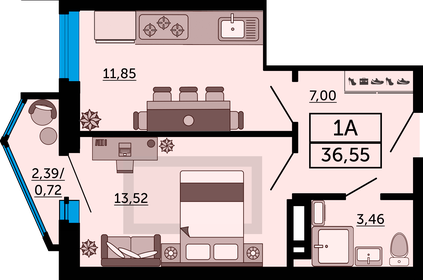 44 м², 1-комнатная квартира 5 100 000 ₽ - изображение 70