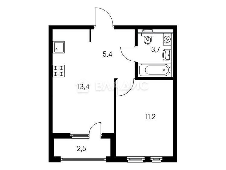 33,8 м², 1-комнатная квартира 5 800 000 ₽ - изображение 1