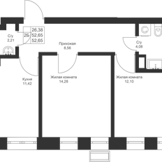 Квартира 52,7 м², 2-комнатная - изображение 3