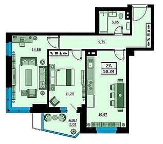 Квартира 57,8 м², 2-комнатная - изображение 1