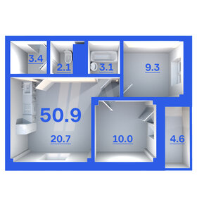 60,5 м², 2-комнатные апартаменты 6 450 000 ₽ - изображение 68