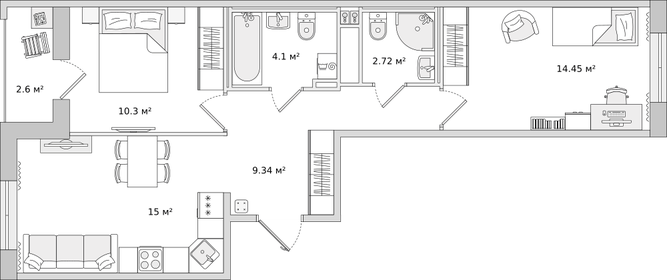 60,7 м², 2-комнатная квартира 8 350 000 ₽ - изображение 47