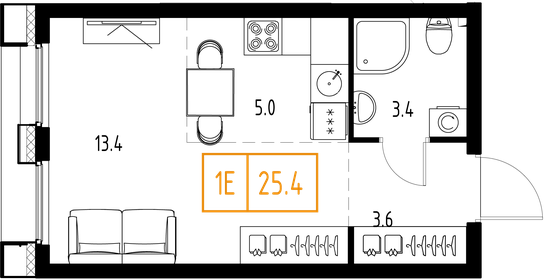 25,8 м², 1-комнатная квартира 9 545 838 ₽ - изображение 31