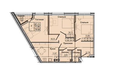 78 м², 3-комнатная квартира 7 350 000 ₽ - изображение 1