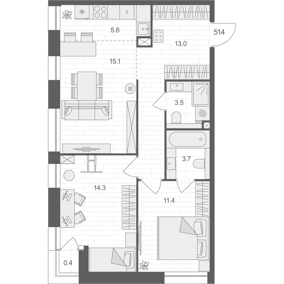 66,8 м², 2-комнатная квартира 29 062 476 ₽ - изображение 1
