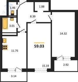 Квартира 59 м², 2-комнатная - изображение 1