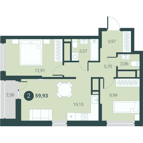 64 м², 2-комнатная квартира 6 500 000 ₽ - изображение 56