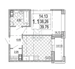 Квартира 39,8 м², 1-комнатная - изображение 1