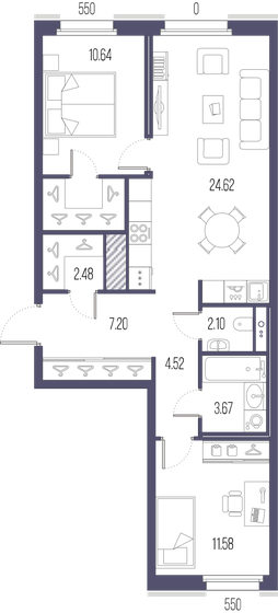 69,9 м², 2-комнатная квартира 26 814 996 ₽ - изображение 15