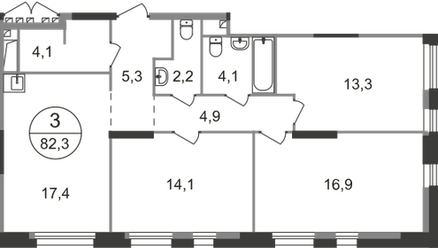 82,3 м², 3-комнатная квартира 18 139 622 ₽ - изображение 52