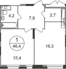46,1 м², 1-комнатная квартира 12 101 285 ₽ - изображение 32