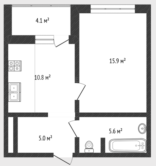 41 м², 1-комнатная квартира 5 600 000 ₽ - изображение 1