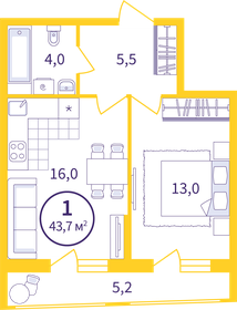 52 м², апартаменты-студия 4 950 000 ₽ - изображение 6